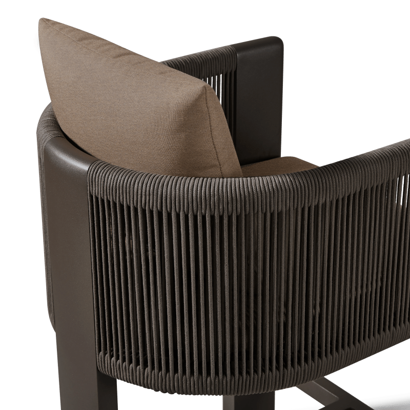 Palm Beach Aluminum Counter Stool | Aluminum Bronze, Panama Coco, Rope Umber