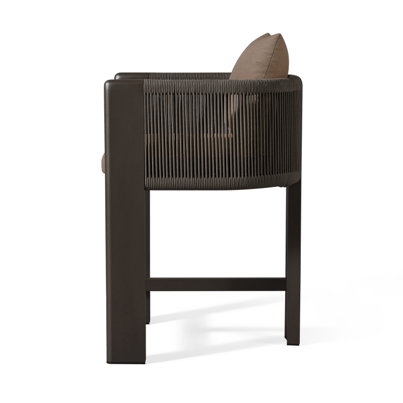 Palm Beach Aluminum Counter Stool | Aluminum Bronze, Panama Coco, Rope Umber