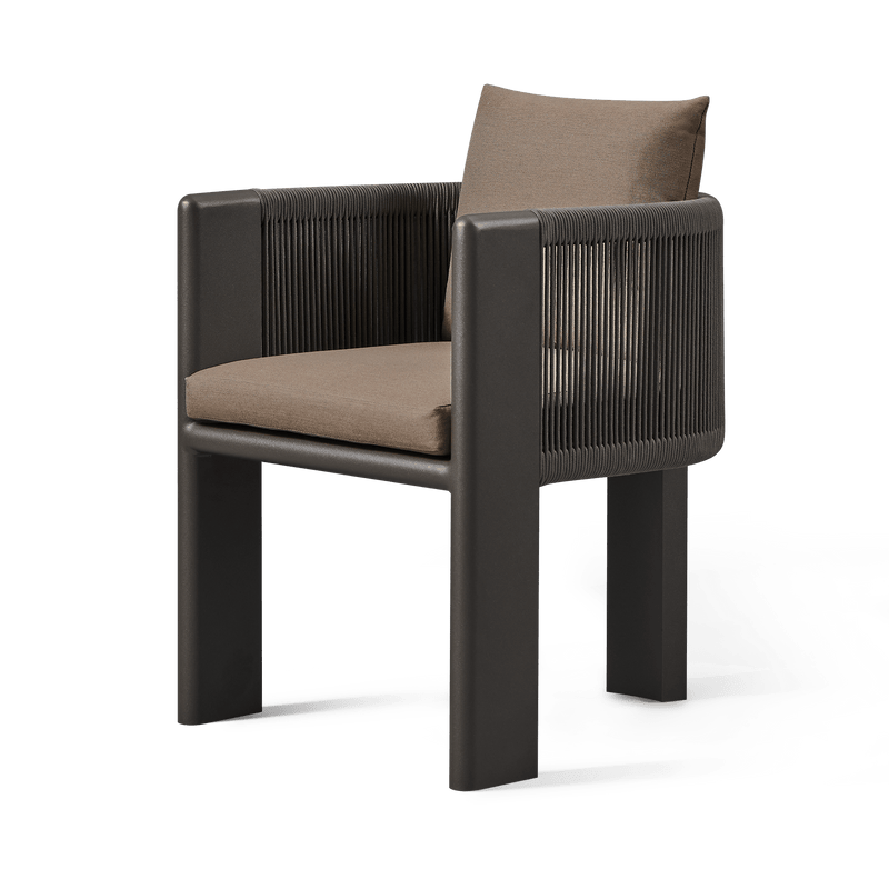 Palm Beach Aluminum Dining Chair | Aluminum Asteroid, Copacabana Midnight, Rope Dark Grey