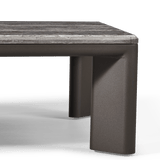 Palm Beach Aluminum Rectangle Coffee Table | Aluminum Asteroid, Travertine Dark Grey,