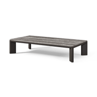 Palm Beach Aluminum Rectangle Coffee Table | Aluminum Asteroid, Travertine Dark Grey,