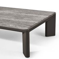 Palm Beach Aluminum Rectangle Coffee Table | Aluminum Asteroid, Travertine Dark Grey,