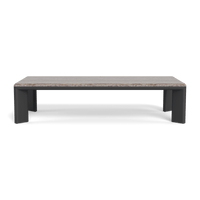 Palm Beach Aluminum Rectangle Coffee Table | Aluminum Asteroid, Travertine Grey,