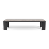 Palm Beach Aluminum Rectangle Coffee Table | Aluminum Asteroid, Travertine Dark Grey,