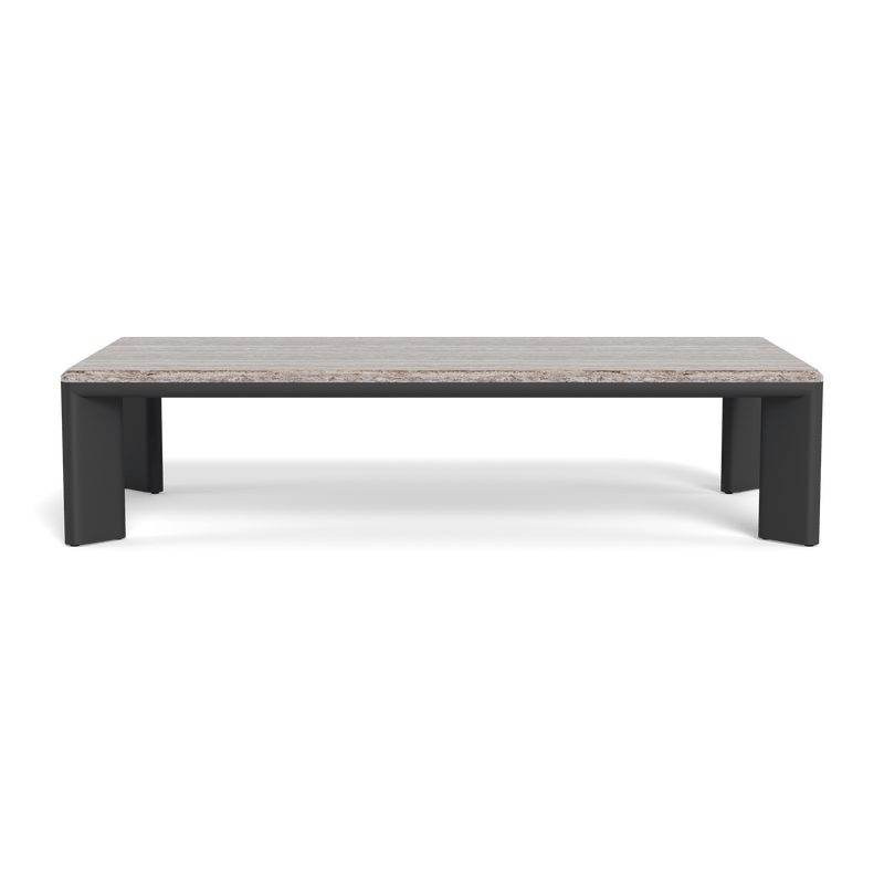 Palm Beach Aluminum Rectangle Coffee Table | Aluminum Asteroid, Travertine Dark Grey,