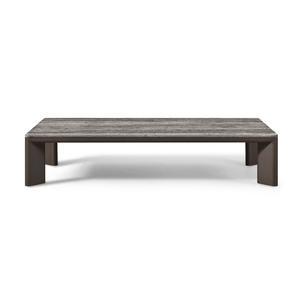 Palm Beach Aluminum Rectangle Coffee Table | Aluminum Asteroid, Travertine Dark Grey,