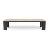 Palm Beach Aluminum Rectangle Coffee Table | Aluminum Asteroid, Travertine Natural,