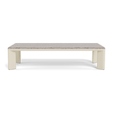 Palm Beach Aluminum Rectangle Coffee Table | Aluminum Bone, Travertine Dark Grey,