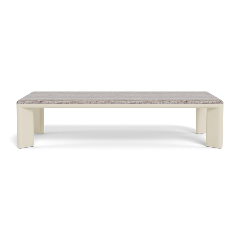 Palm Beach Aluminum Rectangle Coffee Table | Aluminum Bone, Travertine Dark Grey,