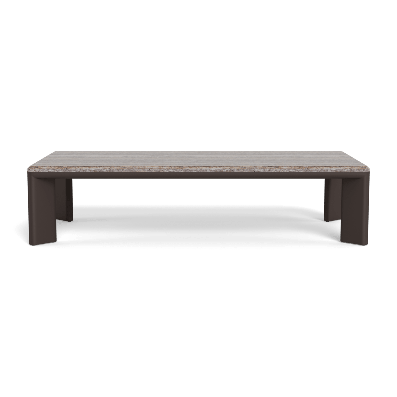 Palm Beach Aluminum Rectangle Coffee Table | Aluminum Bronze, Travertine Grey,