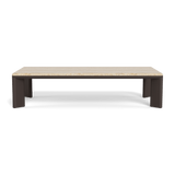 Palm Beach Aluminum Rectangle Coffee Table | Aluminum Bronze, Travertine Natural,