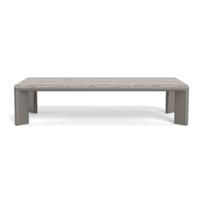 Palm Beach Aluminum Rectangle Coffee Table | Aluminum Taupe, Travertine Dark Grey,