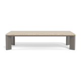 Palm Beach Aluminum Rectangle Coffee Table | Aluminum Taupe, Travertine Natural,