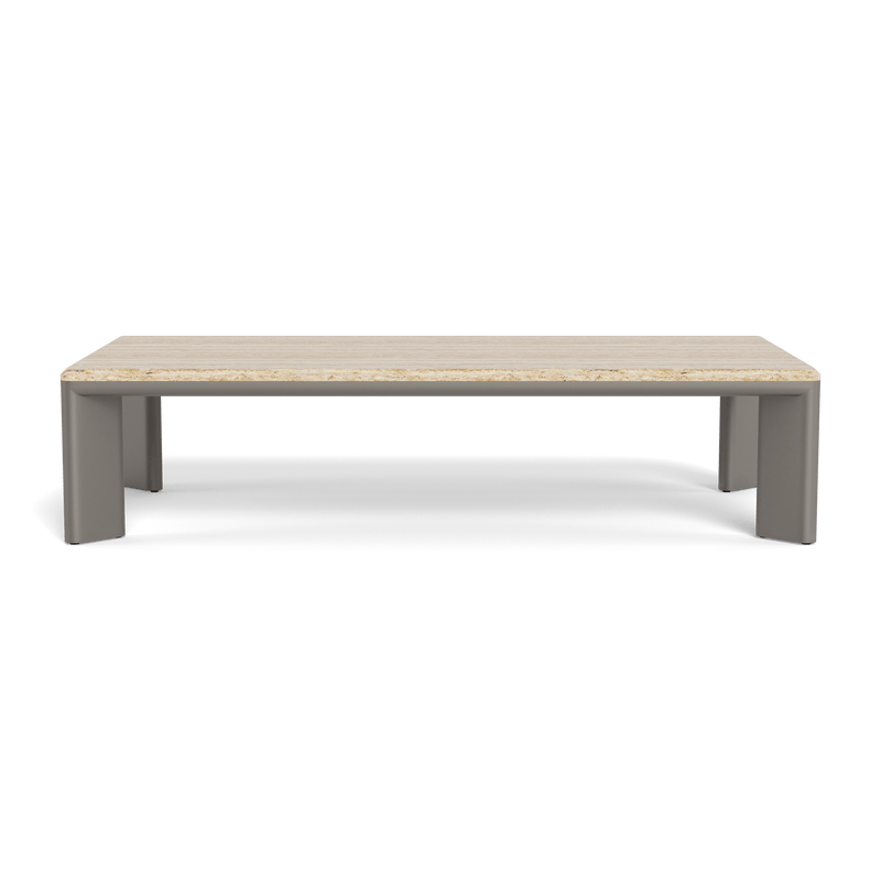 Palm Beach Aluminum Rectangle Coffee Table | Aluminum Taupe, Travertine Natural,