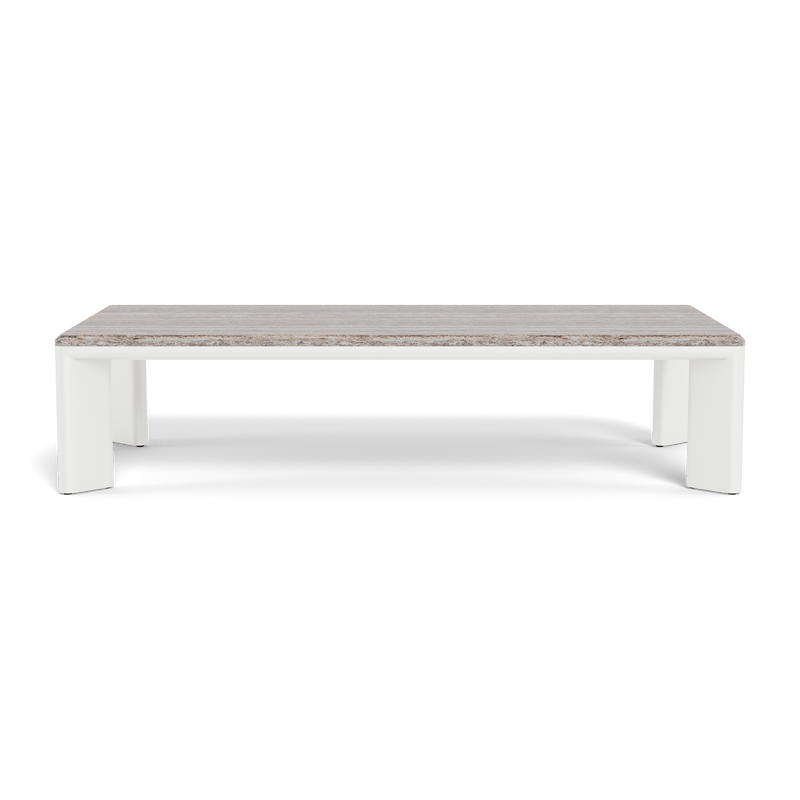 Palm Beach Aluminum Rectangle Coffee Table | Aluminum White, Travertine Dark Grey,