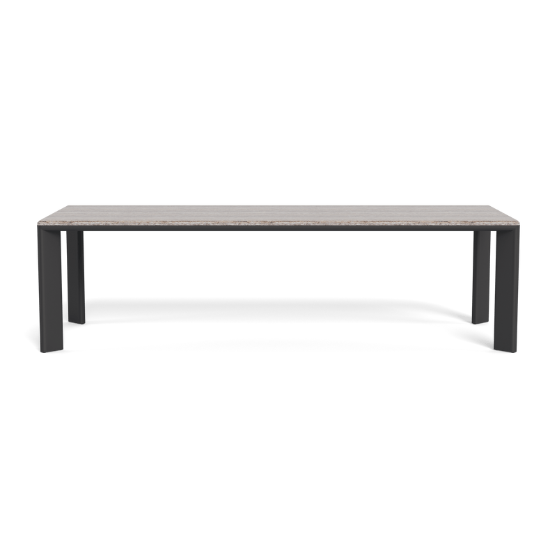 Palm Beach Aluminum Rectangle Dining Table | Aluminum Asteroid, Travertine Dark Grey,