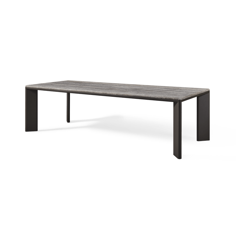 Palm Beach Aluminum Rectangle Dining Table | Aluminum Asteroid, Travertine Dark Grey,