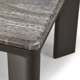 Palm Beach Aluminum Rectangle Dining Table | Aluminum Asteroid, Travertine Dark Grey,