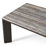 Palm Beach Aluminum Rectangle Dining Table | Aluminum Asteroid, Travertine Dark Grey,