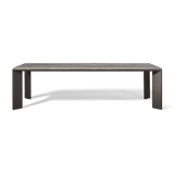 Palm Beach Aluminum Rectangle Dining Table | Aluminum Asteroid, Travertine Dark Grey,