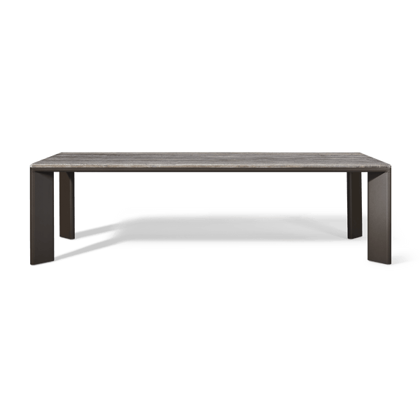 Palm Beach Aluminum Rectangle Dining Table | Aluminum Asteroid, Travertine Dark Grey,