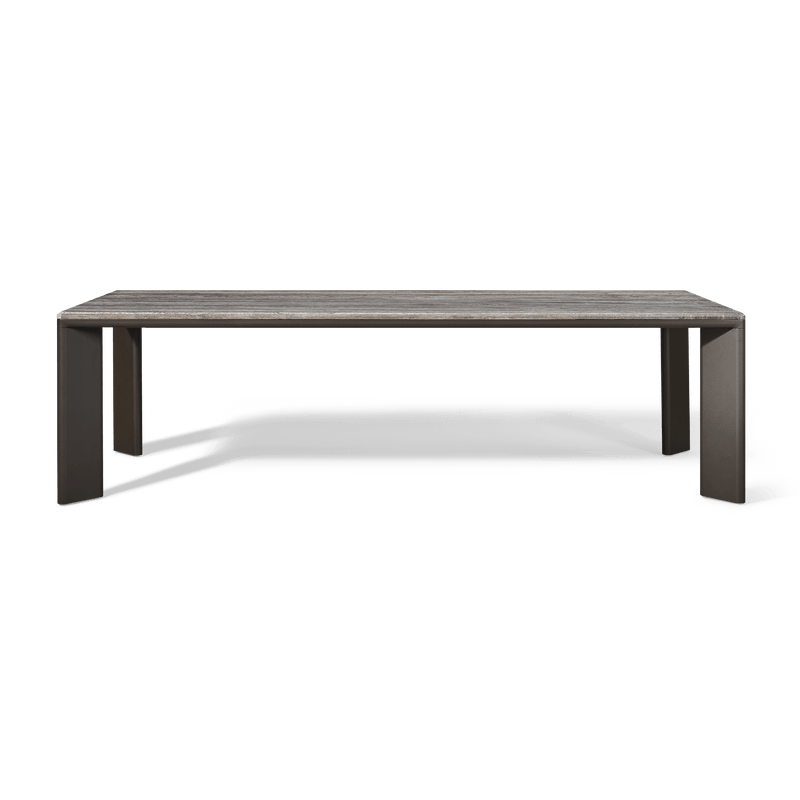 Palm Beach Aluminum Rectangle Dining Table | Aluminum Asteroid, Travertine Dark Grey,