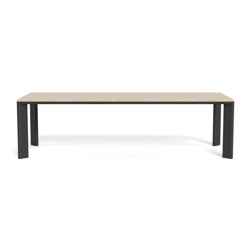 Palm Beach Aluminum Rectangle Dining Table | Aluminum Asteroid, Travertine Natural,