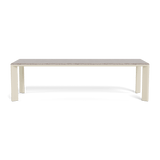 Palm Beach Aluminum Rectangle Dining Table | Aluminum Bone, Travertine Dark Grey,