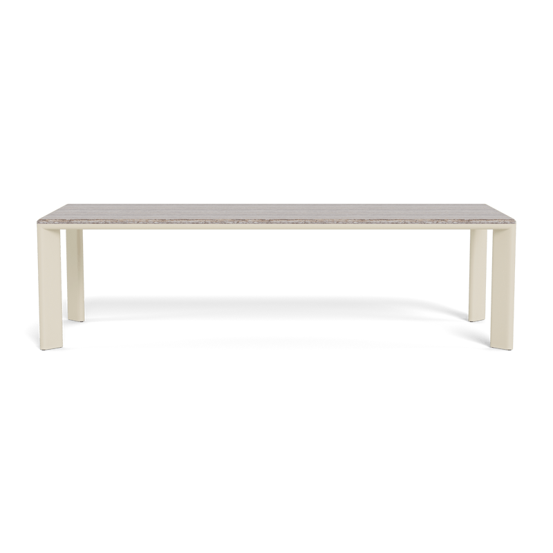 Palm Beach Aluminum Rectangle Dining Table | Aluminum Bone, Travertine Dark Grey,