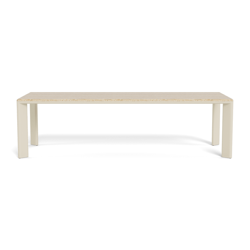 Palm Beach Aluminum Rectangle Dining Table | Aluminum Bone, Travertine Natural,