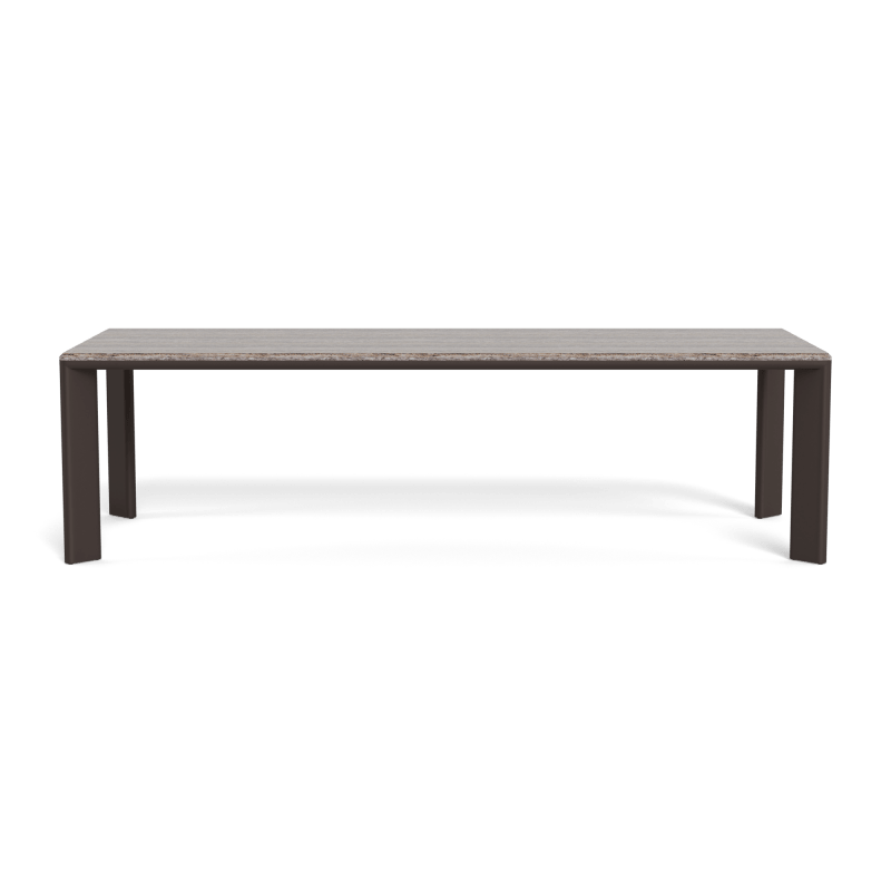 Palm Beach Aluminum Rectangle Dining Table | Aluminum Bronze, Travertine Grey,