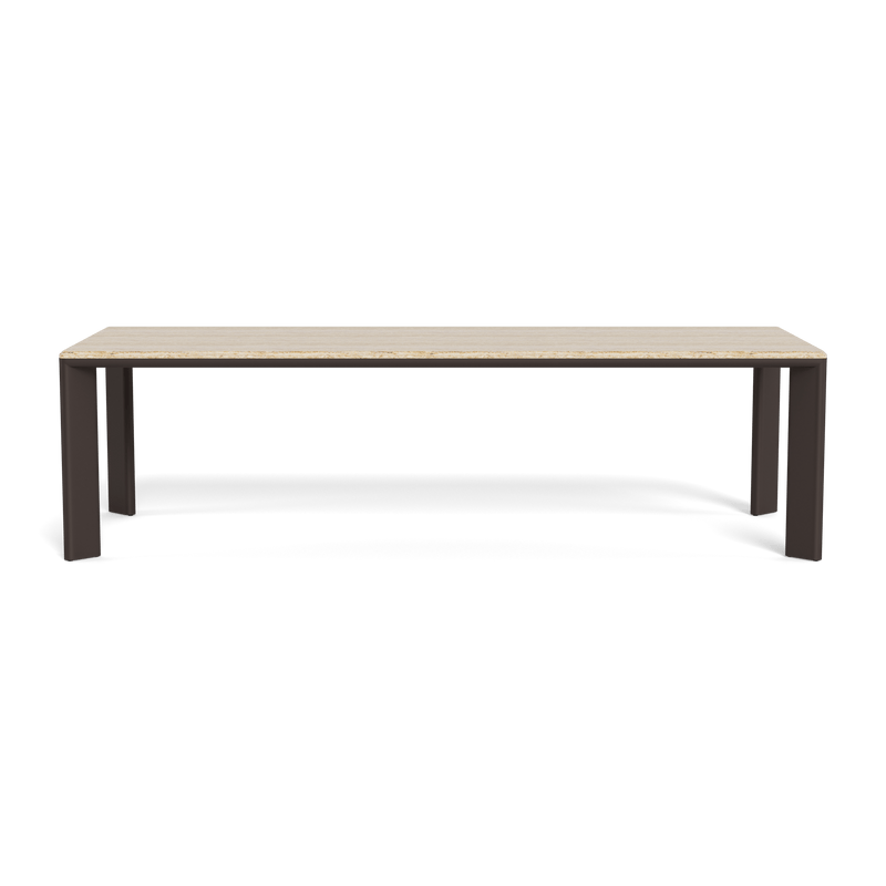 Palm Beach Aluminum Rectangle Dining Table | Aluminum Bronze, Travertine Natural,