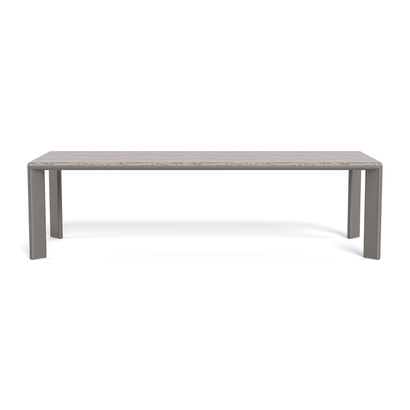 Palm Beach Aluminum Rectangle Dining Table | Aluminum Taupe, Travertine Dark Grey,