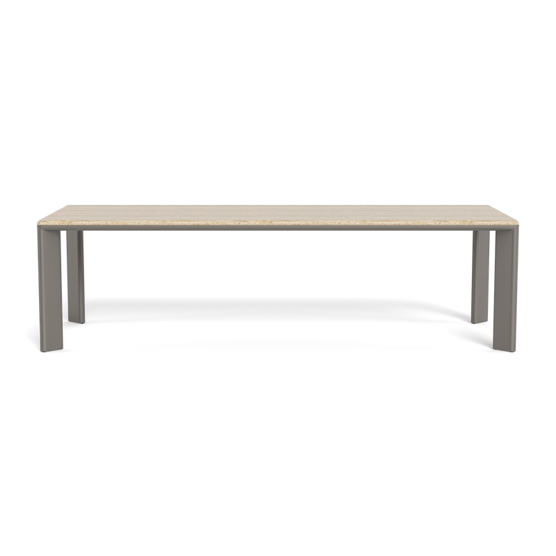 Palm Beach Aluminum Rectangle Dining Table | Aluminum Taupe, Travertine Natural,