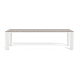 Palm Beach Aluminum Rectangle Dining Table | Aluminum White, Travertine Dark Grey,