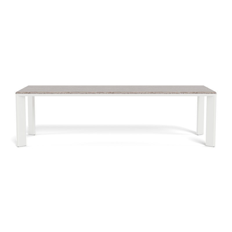 Palm Beach Aluminum Rectangle Dining Table | Aluminum White, Travertine Dark Grey,