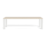 Palm Beach Aluminum Rectangle Dining Table | Aluminum White, Travertine Natural,