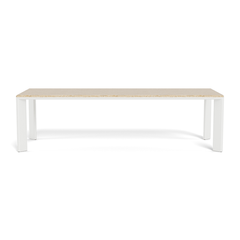 Palm Beach Aluminum Rectangle Dining Table | Aluminum White, Travertine Natural,