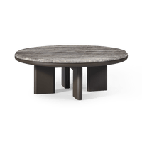 Palm Beach Aluminum Round Coffee Table | Aluminum Asteroid, Travertine Dark Grey,
