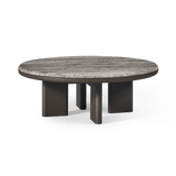 Palm Beach Aluminum Round Coffee Table | Aluminum Asteroid, Travertine Dark Grey,