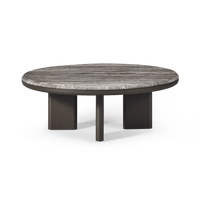 Palm Beach Aluminum Round Coffee Table | Aluminum Asteroid, Travertine Dark Grey,