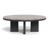 Palm Beach Aluminum Round Coffee Table | Aluminum Asteroid, Travertine Dark Grey,