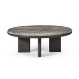 Palm Beach Aluminum Round Coffee Table | Aluminum Asteroid, Travertine Dark Grey,