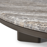 Palm Beach Aluminum Round Coffee Table | Aluminum Asteroid, Travertine Dark Grey,