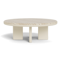 Palm Beach Aluminum Round Coffee Table | Aluminum Bone, Travertine Natural,