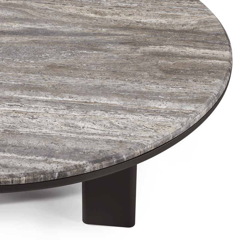 Palm Beach Aluminum Round Dining Table 60" | Aluminum Asteroid, Travertine Dark Grey,