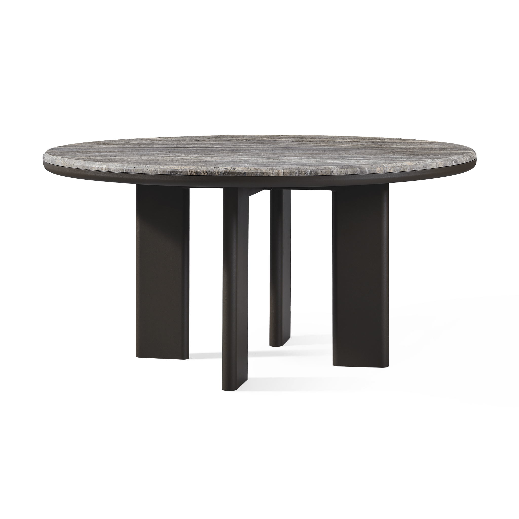 Palm Beach Aluminum Round Dining Table 60" | Aluminum Asteroid, Travertine Dark Grey,