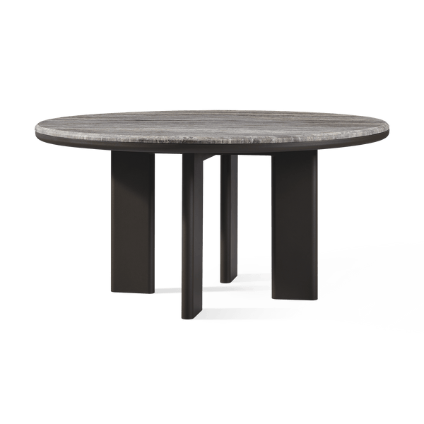 Palm Beach Aluminum Round Dining Table 60" | Aluminum Asteroid, Travertine Dark Grey,