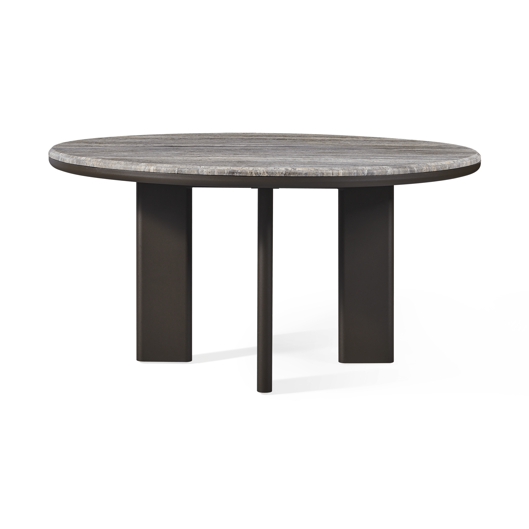 Palm Beach Aluminum Round Dining Table 60" | Aluminum Asteroid, Travertine Dark Grey,