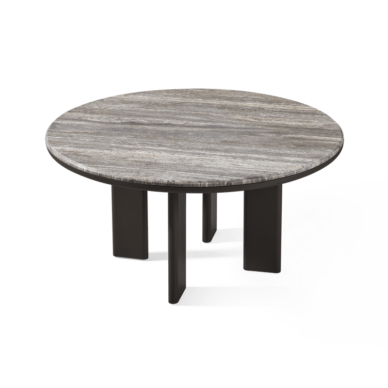 Palm Beach Aluminum Round Dining Table 60" | Aluminum Asteroid, Travertine Dark Grey,